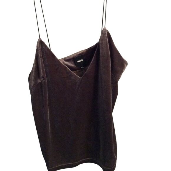 Brand NUDE cami soft velour feel dark brown Small S womens - Picture 1 of 5